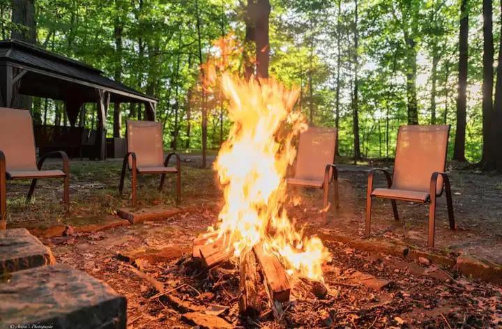 Log Cabin - Natures Oasis - Fire Pit & Gazebo クリーブランド エクステリア 写真